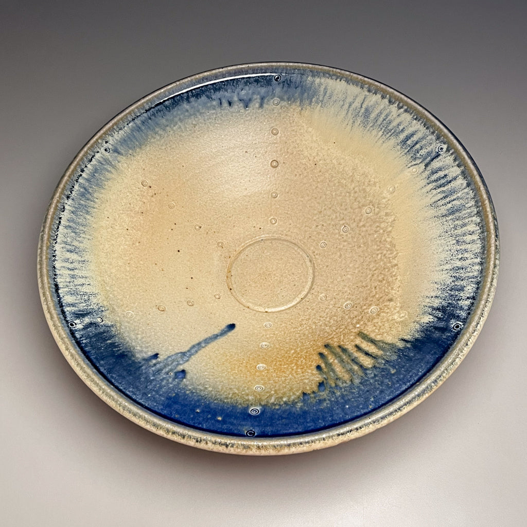 Flair Bowl in Cobalt and Ash Glazes, 15.5