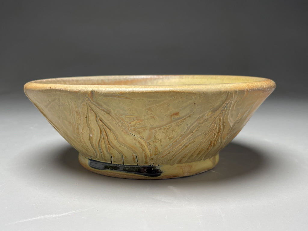Bowl #4 in Goldenrod with Carved Designs, 7.75