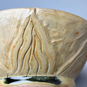 Bowl #4 in Goldenrod with Carved Designs, 7.75"dia. (Elizabeth McAdams)