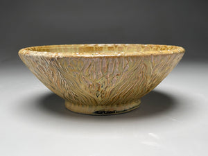 Bowl #5 in Goldenrod with Carved Designs, 8.25"dia. (Elizabeth McAdams)