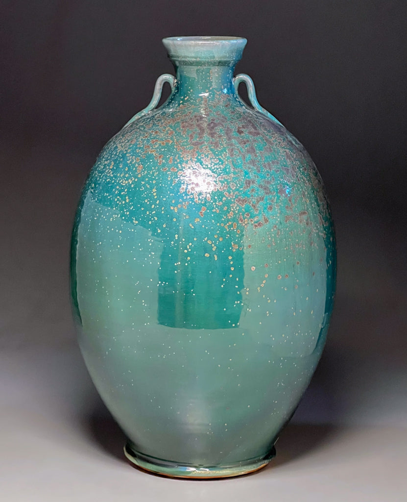 Two-Handled Vase in Patina Green, 24.5