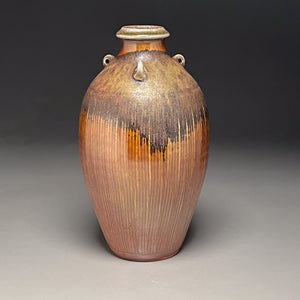 Combed Sung Jar in Copper Penny & Natural Ash, 12.25"h (Ben Owen III)