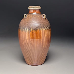 Combed Sung Jar in Copper Penny & Natural Ash, 12.25"h (Ben Owen III)