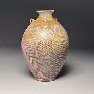 Combed Edo Jar in Ash Glaze, 12"h (Ben Owen III)