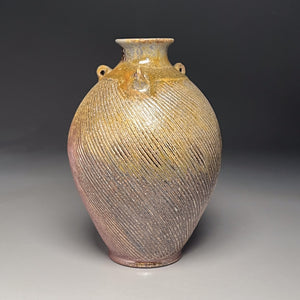 Combed Edo Jar in Ash Glaze, 12"h (Ben Owen III)