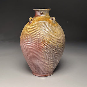 Combed Edo Jar in Ash Glaze, 12"h (Ben Owen III)