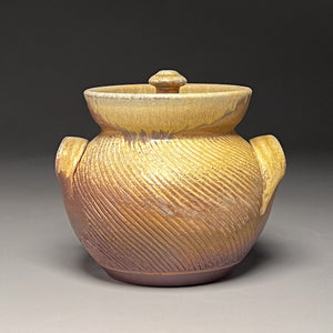 Combed Handled Jar in Yellow Matte & Ash Glazes, 6.5"h (Ben Owen III)