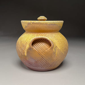 Combed Handled Jar in Yellow Matte & Ash Glazes, 6.5"h (Ben Owen III)