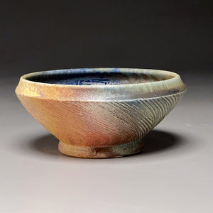 Combed Bowl in Cobalt, Yellow Matte and Ash Glazes, 6.25"dia. (Ben Owen III)