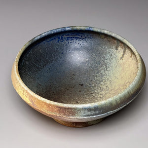 Combed Bowl in Cobalt, Yellow Matte and Ash Glazes, 6.25"dia. (Ben Owen III)