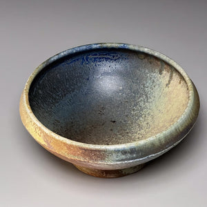 Combed Bowl in Cobalt, Yellow Matte and Ash Glazes, 6.25"dia. (Ben Owen III)