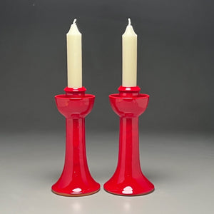 Candlesticks in Chinese Red, 10.25"h (Ben Owen III)