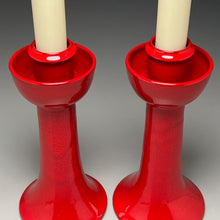 Load image into Gallery viewer, Candlesticks in Chinese Red, 10.25&quot;h (Ben Owen III)
