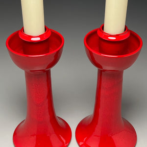 Candlesticks in Chinese Red, 10.25"h (Ben Owen III)