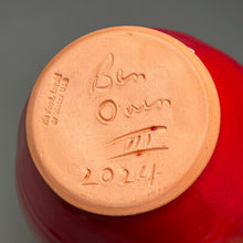 Load image into Gallery viewer, Square-Shouldered Melon Egg Vase in Chinese Red, 9.25"h (Ben Owen III)
