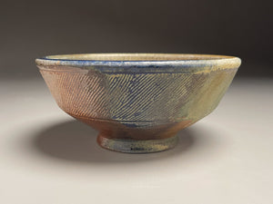 Combed Bowl #1 in Cobalt, Yellow Matte, & Ash Glazes, 6.75"dia. (Tableware Collection)