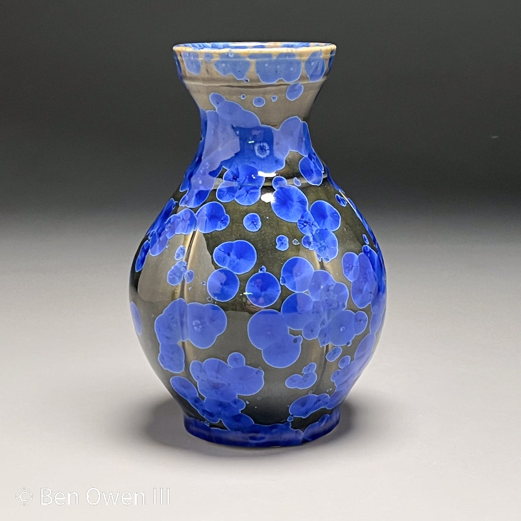 Melon Han Vase in Cobalt Crystalline, 7.25