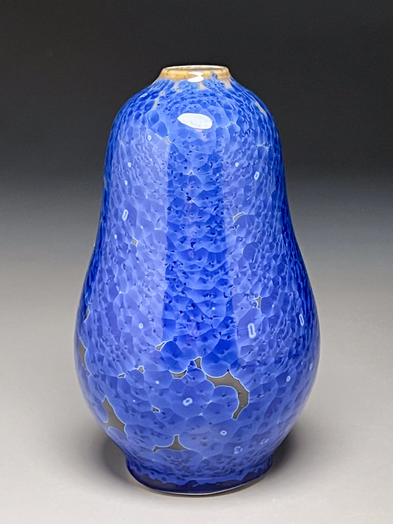 Gourd Vase #4 in Cobalt Crystalline, 7.75