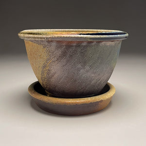 Combed Planter Set in Multilayered glaze, 7.5"dia. (Ben Owen Pottery Collection)