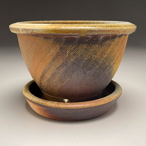 Combed Planter Set in Multilayered glaze, 7.5"dia. (Ben Owen Pottery Collection)