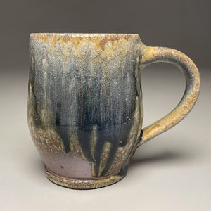 Mug #3 in Cobalt, Yellow Matte, & Ash Glaze, 4.25"h (Tableware Collection)