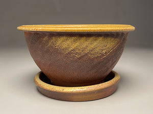 Combed Planter Set in Yellow Matte & Ash glaze, 4.5"h. (Ben Owen Pottery Collection)