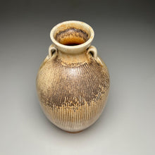 Load image into Gallery viewer, Combed Two-Handled Vase in Copper Penny and Ash Glazes, 13&quot;h (Ben Owen III)
