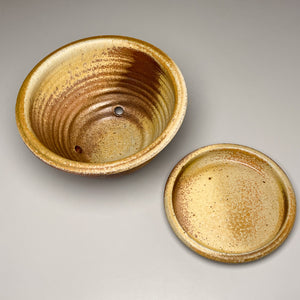 Combed Planter Set in Yellow Matte & Ash glaze, 4.5"h. (Ben Owen Pottery Collection)