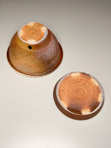 Combed Planter Set in Yellow Matte & Ash glaze, 4.5"h. (Ben Owen Pottery Collection)