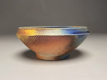 Load image into Gallery viewer, Small Combed Bowl #1 in Ash, Cobalt, &amp; Yellow Matte Glazes, 6&quot;dia. (Tableware Collection)
