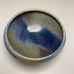 Small Combed Bowl #1 in Ash, Cobalt, & Yellow Matte Glazes, 6"dia. (Tableware Collection)