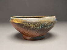 Load image into Gallery viewer, Small Combed Bowl #2 in Ash, Cobalt, &amp; Yellow Matte Glazes, 6&quot;dia. (Tableware Collection)
