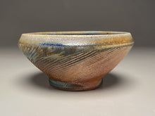 Load image into Gallery viewer, Small Combed Bowl #2 in Ash, Cobalt, &amp; Yellow Matte Glazes, 6&quot;dia. (Tableware Collection)
