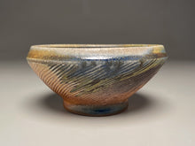 Load image into Gallery viewer, Small Combed Bowl #2 in Ash, Cobalt, &amp; Yellow Matte Glazes, 6&quot;dia. (Tableware Collection)
