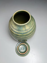 Load image into Gallery viewer, Carved Covered Jar in Patina Green, 10.5&quot;h (Pots From The Past)
