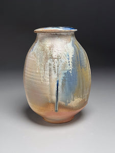 Altered Covered Jar in Cobalt and Ash Glaze, 9.5"h (Pots From The Past)