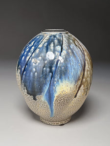 Melon Egg Vase in Cobalt, Yellow Matte, Salt and Ash Glazes, 7.75"h (Pots From The Past)