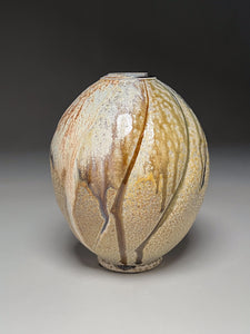 Melon Egg Vase in Cobalt, Yellow Matte, Salt and Ash Glazes, 7.75"h (Pots From The Past)