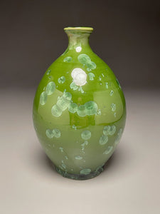 Bottle in Lily Pad Green Crystalline, 8"h (Ben Owen III)