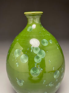 Bottle in Lily Pad Green Crystalline, 8"h (Ben Owen III)