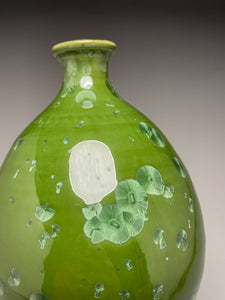 Bottle in Lily Pad Green Crystalline, 8"h (Ben Owen III)