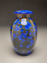 Load image into Gallery viewer, Altered Covered Jar in Cobalt Crystalline, 7.75&quot;h (Ben Owen III)
