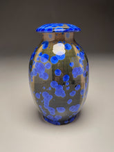 Load image into Gallery viewer, Altered Covered Jar in Cobalt Crystalline, 7.75&quot;h (Ben Owen III)
