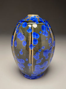 Square Shouldered Melon Egg Vase in Cobalt Crystalline, 7.75"h (Ben Owen III)