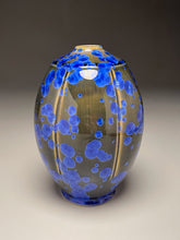 Load image into Gallery viewer, Square Shouldered Melon Egg Vase in Cobalt Crystalline, 7.75&quot;h (Ben Owen III)
