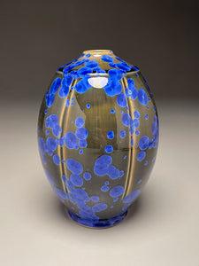 Square Shouldered Melon Egg Vase in Cobalt Crystalline, 7.75"h (Ben Owen III)