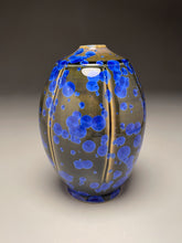 Load image into Gallery viewer, Square Shouldered Melon Egg Vase in Cobalt Crystalline, 7.75&quot;h (Ben Owen III)
