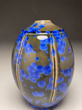 Load image into Gallery viewer, Square Shouldered Melon Egg Vase in Cobalt Crystalline, 7.75&quot;h (Ben Owen III)
