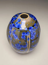 Load image into Gallery viewer, Square Shouldered Melon Egg Vase in Cobalt Crystalline, 7.75&quot;h (Ben Owen III)
