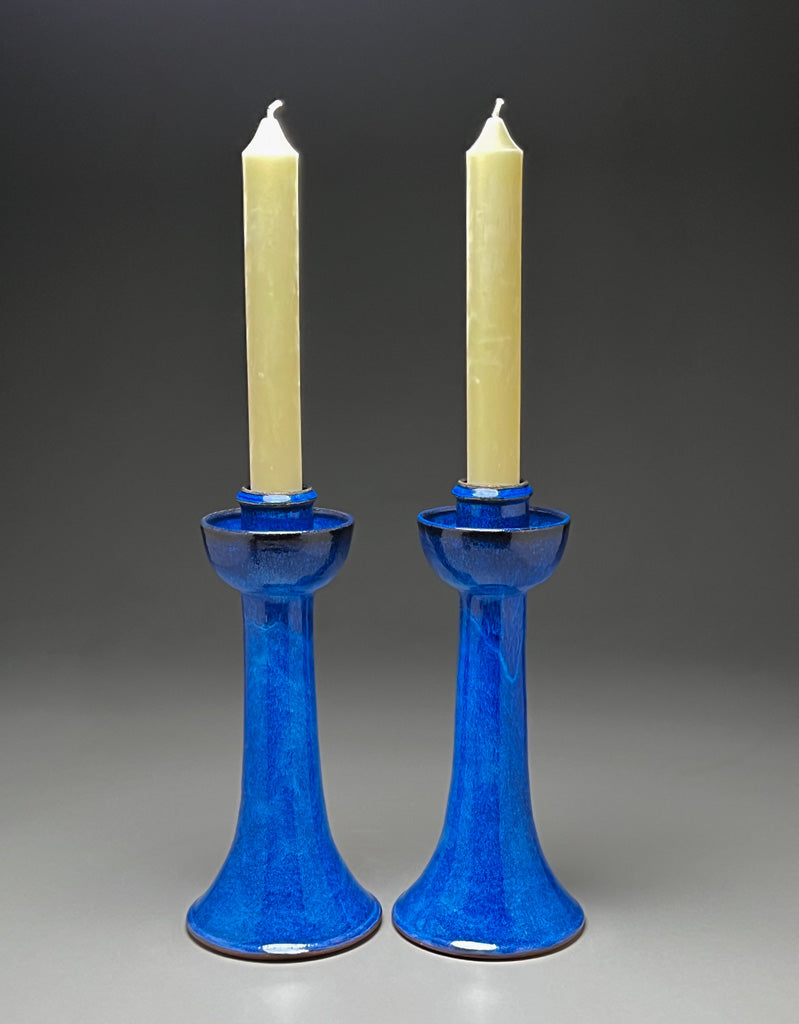 Candlesticks in Opal Blue, 12.75